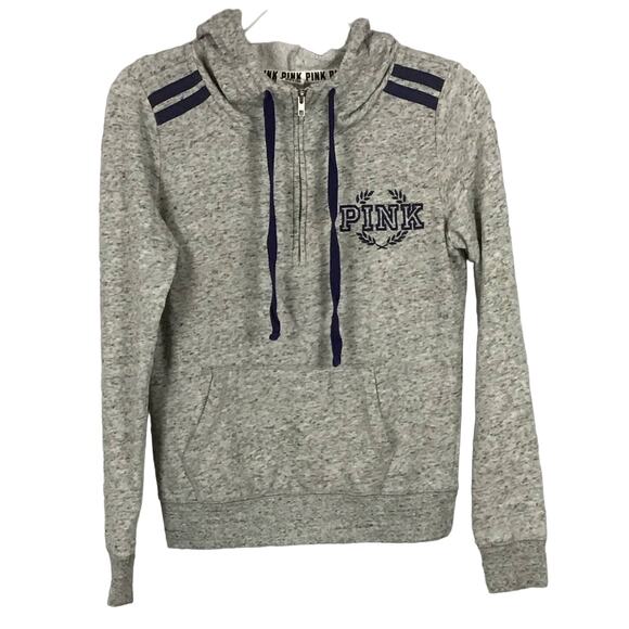 PINK Victoria's Secret Tops - Y2K VS Victoria's Secret PINK Hoodie Gray Black Marled Sweater Sweatshirt sz XS